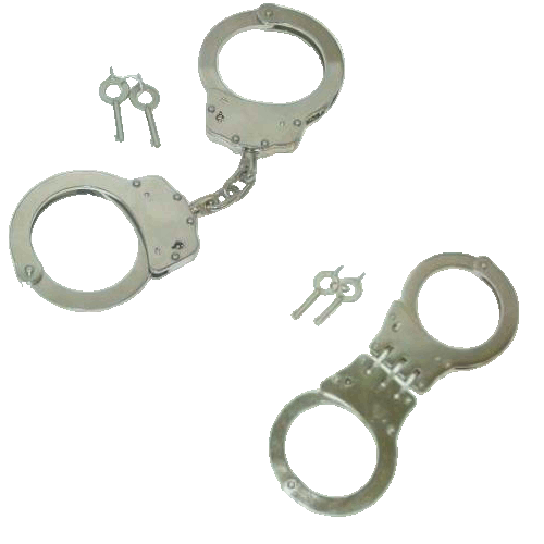 Chain link and hinge type handcuffs